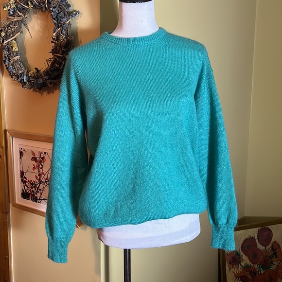 MAX MARA Size Small Oversized Crewneck Turquoise Luxe Mohair Lana Wool $578 NEW - Picture 2 of 16